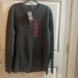 Classic Charcoal Long Sleeve Henley for Men
